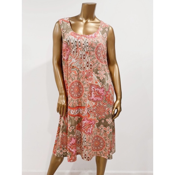 Easywear by Chico's Women's Paisley Sleeveless Stretch A-Line Dress Size 3 (XL) - Picture 1 of 5